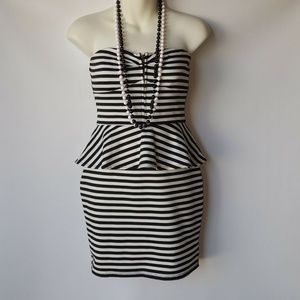 Halloween Black & White Striped Dress Mafia Size S